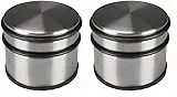 Perel Türstopper Boden ohne Bohren, Tuerstopper Edelstahl, Tür Stop rund, Tür Stopper, Türpuffer, Türhalter, Türfeststeller, rutschfester Boden Gummiring zum Schutz, silbergrau, 9 x 7.5 cm, 1 kg