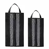 Schuhtasche 2er Set, Wasserfeste Schuhbeutel Reise, Robuster Reißverschluss, Schuhorganizer, Schuhtasche mit Reißverschluss für die Reise oder die Aufbewahrung zu Hause, Schwarz