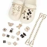 OWill 16 Stück Schuh Charms Gold Emaille Schmuckherstellung Charms DIY Abnehmbare Anstecker Glitzer Schuhanstecker für Mädchen Frauen Kinder