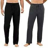 U2SKIIN Herren Schlafanzughose Lang 2er Pack, Pyjamahose aus Nachhaltiger Baumwolle Weiche und Bequeme mit Kordelzug und Taschen (Schwarz+Dunkelgrau, XL)