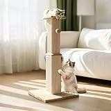Zvonema Kratzbaum, 78 cm Hoch, Kratzsäule aus Natursisal & Widerstandsfähigem Stoff, Katzenkratzbaum 11,5 cm Stamm, Kratzstamm für kleine & Mittelgroße Katzen, Stabile Basis 37x37 cm, mit Spielball