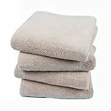 KinHwa 4er Pack Mikrofaser Handtuch Haare, Microfaser handtücher, Stark Wasserabsorbierendes Mikrofaser Badetuch, Weiche Duschtücher, Schnelltrocknend & Saugstark, 40cm x 76cm, Hellbraun