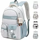 KESUDE Schulrucksack Teenager Mädchen - Rucksack Mädchen Schulranzen Jungen Großer Wasserdicht Schultasche Damen Daypack School Bag Backpack für Schule Ranzen Reise mit Anhänger
