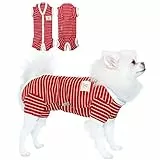 TONY HOBY Hundeschlafanzug mit 4 Beinen, Hundeschlafanzug mit Waffelstreifen, Hundeschlafanzug für mittelgroße und kleine Hunde (Rot - Frauen, XL)