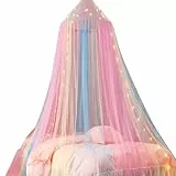 Lyneun Moskitonetz für Bett, Mückennetz Bett für Doppelbett Einzelbett, Sterne Leuchtende Betthimmel Kinder, Hängebar Mückennetz für Reise, Dekorieren und zu Hause, mit Tragebeutel (Colorful)