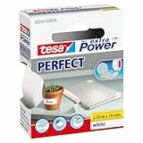 tesa extra Power Perfect Gewebeband - Gewebeverstärktes Ductape zum Basteln, Reparieren, Befestigen, Verstärken und Beschriften - Weiß - 2,75 m x 19 mm
