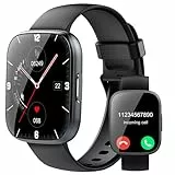 Puqo Smartwatch für Herren und Damen, 1,95 Zoll Smartwatch, Anrufannahme/Anrufannahme, 112 Sportmodi Fitness Tracker mit Schrittzähler/Schlaf/Herzfrequenzmesser, IP68 Smart Watch (Tiefschwarz)