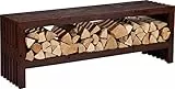 dobar® Green Label 29105FSCe | Gartenbank Svensson mit Kaminholzfach | Moderne Sitzbank mit Stauraum | Kiefernholz Massiv| Holzbank in modernem Design | 138 x 32 x 45,5 cm | Dunkelbraun