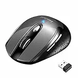 LeadsaiL Leise Kabellose Maus 2,4 GHz 1600 DPI Optical Tracking, 6 Tasten Optische Computermaus, PC Maus mit USB Nano Empfänger, Kompatibel mit PC, Mac, Laptop - Grau