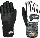 Level Replica - Skihandschuhe Herren, Knöchelschützer aus Leder und Stoff, Winterhandschuhe Herren Wasserdicht für Extreme Kälte, Thermohanschuhe für Skifahren, Schneebekleidung