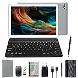 ANTEMPER Tablet mit Tastatur Maus Stift und Hülle, 4GB RAM+128GB ROM(TF 1TB), Octa-Core 2,0 GHz, 10 Zoll Android 12, 2.4GHz/5GHz WiFi, 13MP+8MP Kamera, Google GMS, Silber