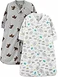Simple Joys by Carter's Unisex Baby Microfleece Sleepbag Wearable Blanket 2er Pack, Grey Heather Bear/White Forest Animals, 3-6 Monate
