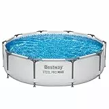 Bestway Steel Pro MAX Frame Pool ohne Pumpe Ø 305 x 76 cm, lichtgrau, rund, Grau