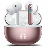 KI Kopfhörer Übersetzer, 42H Bluetooth 5.4 Sprachübersetzer Kopfhörer mit 164 Sprachen, 6 Übersetzungsmodi Echtzeit Übersetzer Ohrhörer mit ENC Mic, 3 in 1 Übersetzungskopfhörer für Business Roségold