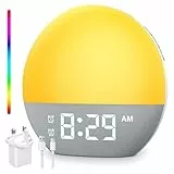 Tageslichtwecker, Lichtwecker Sonnenaufgang Wecker mit Digital Doppelalarm 18 Farblicht 20 Helligkeit 24 Naturgeräusche FM-Radio, Farbige Sonnenaufgangssimulation,Geschenke für Frauen & Männer