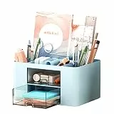 LOMUG Schreibtisch Organizer 7 Fächer Tisch Büro Organizer aus Kunststoff,Multifunktionaler Stiftehalter Schreibtisch mit Schublade,Schreibtischzubehör Stifteköcher für Büro Haus Schule Mädchen Jungen