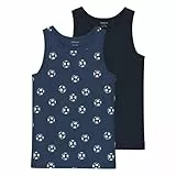 NAME IT Jungen NKMTANK TOP 2P Dark Denim Football NOOS Unterhemd, 134/140
