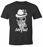 MoonWorks Herren T-Shirt Totenkopf Filzhut Bayern Skull Blume servus Fun-Shirt anthrazit M