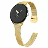 RuenTech Kompatibel für Google Pixel Watch 2/Pixel Watch Metall Armband, Edelstahl Ersatzarmband verstellbarer Uhrenarmband für Google Pixel Watch 1/2 (Gold)