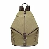 KONO Rucksack Canvas Daypack Damen Rucksäcke Vintage Umhängetasche Groß Schulterrucksäcke Reisetasche für Reise Outdoor Schule Khaki