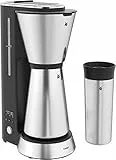 WMF Küchenminis Aroma Filterkaffeemaschine klein mit Thermoskanne, 870 Watt, Thermobecher to go, kleine single Kaffeemaschine mit Timer, cromargan matt