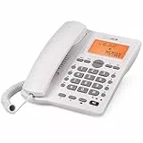 SPC Office ID 2 - Festnetztelefon mit beleuchtetem Display, 4 Direktspeichern und 10 indirekten Speichern, 2 Ruftonstufen, Anrufer-ID, Lichtsignal, Freisprechfunktion, Tisch- oder Wandmontage – Weiß
