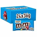 M&M's Crispy, Schokoladen Großpackung, 24 x 36g, Knusprige Schokolinsen als Süßigkeiten, Schokoladen Geschenk (816g)