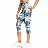 Evievit Yoga Gym Laufhose Sportleggins Sporthose Sport Leggings Damen 3/4 mit Taschen Lang Blickdicht High Waist,Blau,XL