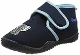 Playshoes Unisex Kinder Hausschuhe mit praktischem Klettverschluss, niedliche Hüttenschuhe für Mädchen und Jungen mit Elefant-Motiv, Marine, 24/25 EU