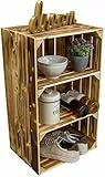 Kistenkolli Altes Land grosses Bücherregal Willi Standregal mit 4 Ebenen, stabiles Holzregal, fertig montiert, für Wohnzimmer, Schlafzimmer, Küche (geflammt)