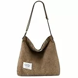 Ayieyill Damen-Tragetasche aus Cord, Canvas-Schultertasche mit Innenfach
