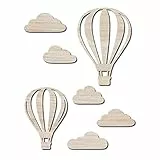 Papierdrachen Wanddekoration aus Holz - ideale Deko für das Kinderzimmer - Wooden Cutout - Vintage - Boho - Größe ca. 40 x 50 cm - Heißluftballon - Set 1