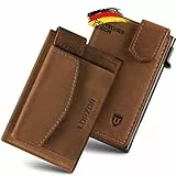 LORZOR Kartenetui mit XXL münzfach für 10+ Münzen, Slim Wallet mit Magnetischer Verschluss, Geldbörse Herren RFID Schutz, Portemonnaie Klein, Portmonee, Geldbeutel Brieftasche für 10 Karten (Braun)