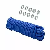 Dreamprint Expanderseil 30 m Blau 8 mm Gummiseil Gummischnur Spannseil Planenseil Gummileine elastisches Seil mit 10x Würgeklemmen