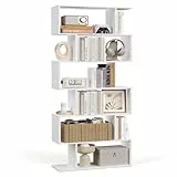 VASAGLE Custos Kollektion - Bücherregal, Regal mit 6 Ebenen, Standregal, Büroregal, freistehend, Dekoregal, zur Präsentation, modern, für Wohnzimmer, Schlafzimmer, Büro, weiß LBC61WT