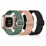 OFFCUP 3 Stück Elastisch Nylon Armband Kompatibel mit Fitbit Versa 3/ Versa 4/ Fitbit Sense/Sense 2 Weiches Band Uhrenarmband Sports Watch Armbänder für Damen Herren Nylon Band Ersatzband