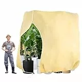 Ewzayol Pflanzen winterschutz,Winterschutz für Pflanzen,Atmungsaktiv 85 g/m² Winterschutz Kübelpflanzensack Frostschutz Pflanzenabdeckungen mit Reißverschluss und Zugband Beige（ 250 * 360cm）