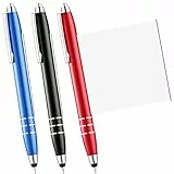 Nezyo 3 Stück Kugelschreiber mit Spickzettel Blattlasche Einziehbare 0,7 mm Spickzettel Stift mit Blau Mine Feine Spitze Metall Kuli Druckkugelschreiber für Student Abschluss, Blau, Schwarz, Rot