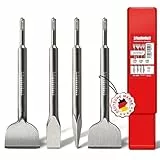 SCHWABENBACH ® SDS PLUS Meißel Set - 4tlg. 25mm + 50mm + 50mm (Abgewinkelt) + Spitzmeißel - EXTREM ROBUST- Meissel kompatibel mit Bosch Hilti Bohrhammer - Premium Fliesenmeissel (kein SDS MAX)