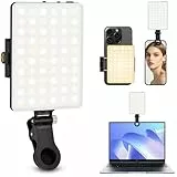 Pakinui Selfie Licht, 2500-9500K 3 Lichtmodi Handylicht mit 60 LED Lampenperlen, 2000mAh Akku Videolicht mit Klammer Telefonhalter, CRI 95+ Fotolicht für iPhone, iPad, Laptop, Camera