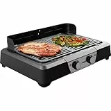Princess Elektrischer Grill und Tischgrill - 43x27 cm - Einstellbarer Thermostat - 2 Heizzonen - Antihaftbeschichtung - 2000 W - 01.112254.01.001