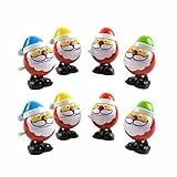 NUOBESTY 8 Stücke Aufziehspielzeug Weihnachtsmann Figur Aufziehfigur Weihnachten Deko Figuren Nikolaus Dekofigur Wind Up Uhrwerk Spielzeug für Baby Kinder (Zufällig)