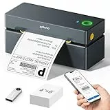 POLONO Bluetooth Etikettendrucker, Etikettiergerät 4x6 DHL labeldrucker, Ettikettendrucķer Label Printer für iOS, Android, Windows und Mac, Kompatibel mit Amazon, Ebay, Shopify, Etsy, USPS (Grau)