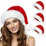 benpen 3 Stück Weihnachtsmützen Erwachsene Nikolausmütze plüsche weihnachtsmann mütze Rote Santa Mütze Bequemes Dicker Klassischer nikolaus mütze aus Samt für festliche Partys im neuen Jahr