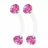 KJM FASHION 2 STK Durchsichtig Bioflex Barbell Curved 1.2 mm 16gauge 8mm 5/16 Inch Halbe Kugel Eyebrow Rook Cartilage Tragus Ohrringe Daith Piercing Schmuck 0911