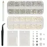 5820 Stück Strasssteine Nägel, Glitzersteine Nägel und Halbrunde Perlen, AB Kristall Rhinestones, Flatback Nagel Steine mit Pinzette und Stift für Nagel/DIY (Mehrere Größen und Farben)