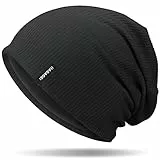 HASAGEI Mütze Herren Damen, Slouch Beanie Mütze Damen, Übergangszeit Weiche Leicht Modische Jersey Beanie, Unisex Warm Winter Mütze Ideal für Frühling Herbst und Winter (Schwarz)