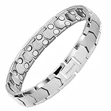 Apocalyptic-K Herren Magnetarmband,TITAN Zweireihiges Magnetarmband, beseitigen statische Elektrizität (Silber Magnetarmband)