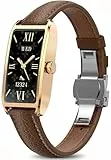 Smartwatch Damen Elegant Dünn Fitnesstracker Eckig Damenuhr 1.13' AMOLED Fitnessuhr Frauen Herzfrequenzmesser Schrittzähler Schlafanalyse Menstruationszyklus Pulsuhr Gold IP68 Wasserdicht Sportuhr