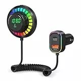ORIA Bluetooth FM Transmitter für Auto, Bluetooth 5.3 Radio KFZ Adapter mit PD30W & QC18W Schnellladeanschluss, Freisprechen, LED Atmosphärenlicht, Sprachassistent
